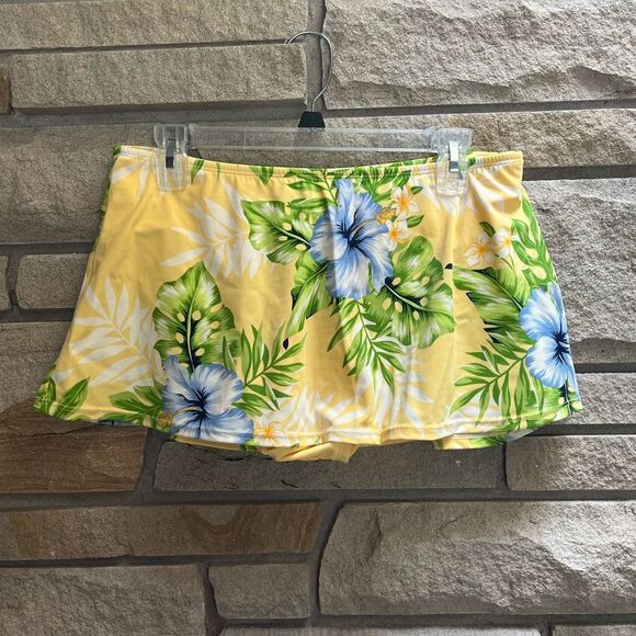 Vintage Jantzen Skirted Swimsuit Bottom Butter Yellow Tropical Floral 14 - Picture 6 of 6